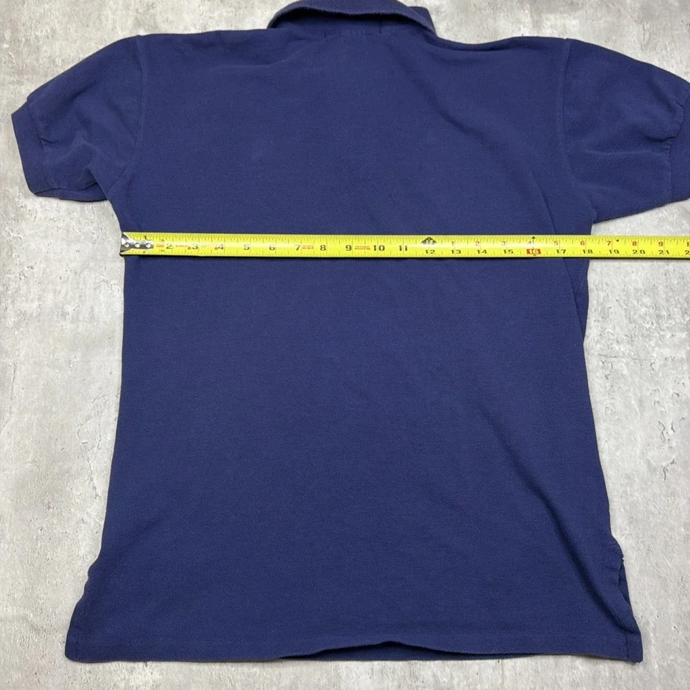 Vintage Polo Ralph Lauren Polo Shirt Mens M Slim Fit Navy Blue Made In USA 90s
